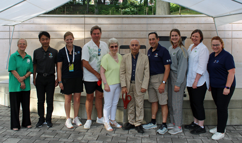 Ribbon cutting in the Cultural Gardens for Pan Am Games trees