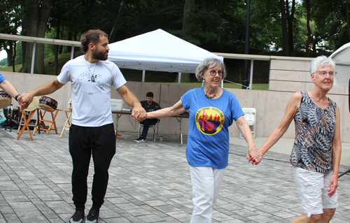 Dancing in the Cleveland Cultural Gardens to Native American drummers