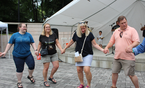 Dancing in the Cleveland Cultural Gardens to Native American drummers