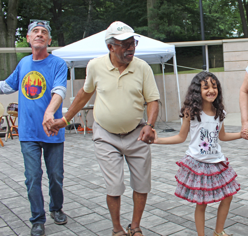 Dancing in the Cleveland Cultural Gardens to Native American drummers