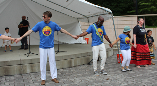 Dancing in the Cleveland Cultural Gardens to Native American drummers