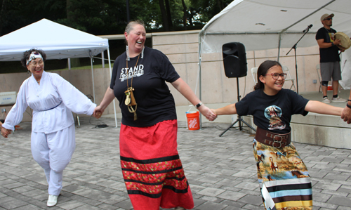 Dancing in the Cleveland Cultural Gardens to Native American drummers