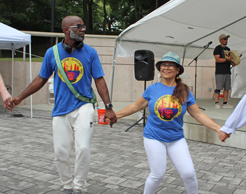 Dancing in the Cleveland Cultural Gardens to Native American drummers