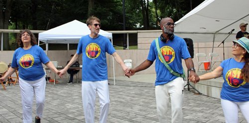 Dancing in the Cleveland Cultural Gardens to Native American drummers