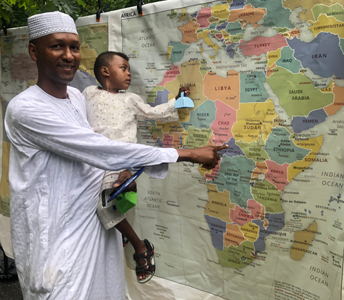 Central African man with baby