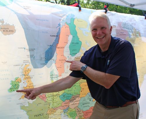 County Executive Chris Ronayne pointing to Ireland and Sweden