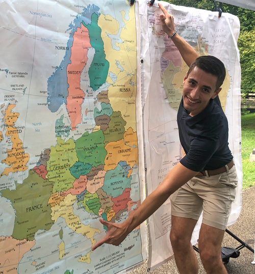 WKYC's Jiovanni Lieggi pointing to Italy and Mexico