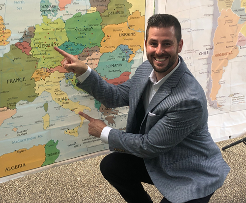 Fox 8's Tino Bovenzi pointing to Italy and Germany