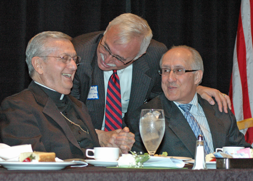 Bishop Anthony Pilla with Jose Feliciano and Judge Villanueva