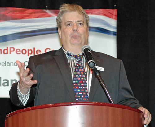 Cleveland International Hall of Fame co-founder Dan Hanson speaking