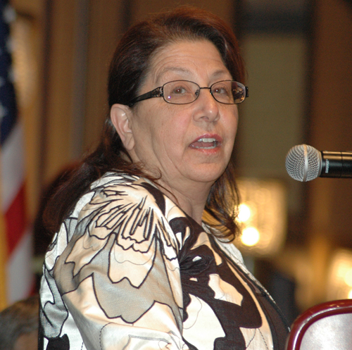 Mayor Ganim's daughter Betsy giving her dad's acceptance speech