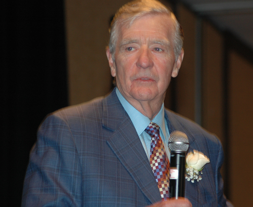 Jack Kahl giving his acceptance remarks after induction into the 2016 class of the Cleveland International Hall of Fame