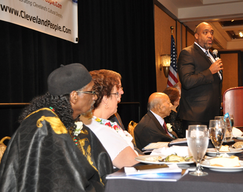 Blaine Griffin inducting Khalid Samad into the Cleveland International Hall of Fame