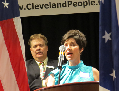 Andrea Anelli, director of ContempOpera Cleveland singing the national anthem