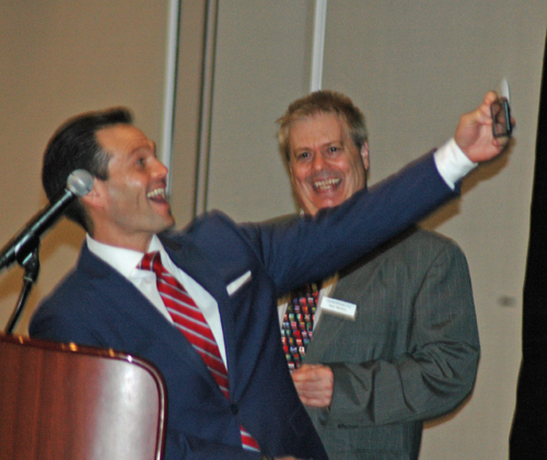 Chris Tanaka takes a selfie at Hall of Fame