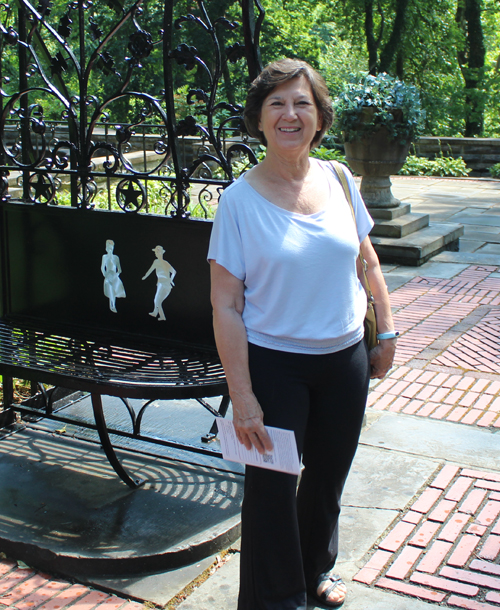 Andrea Lazar by the refurbished Hungarian Garden gate