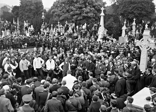 Padraig Pearse at the funeral of O'Donovan Rossa at which he gave a graveside oration.