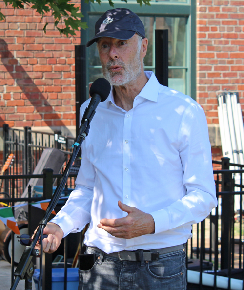 Johnny Kilbane statue sculptor Rowan Gillespie speaking