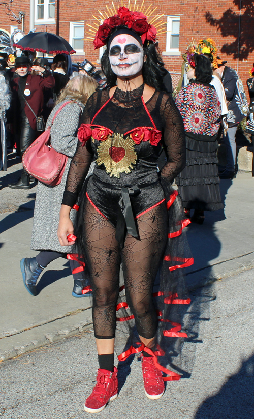 People in costumes at 2024 Cleveland Day of the Dead Parade