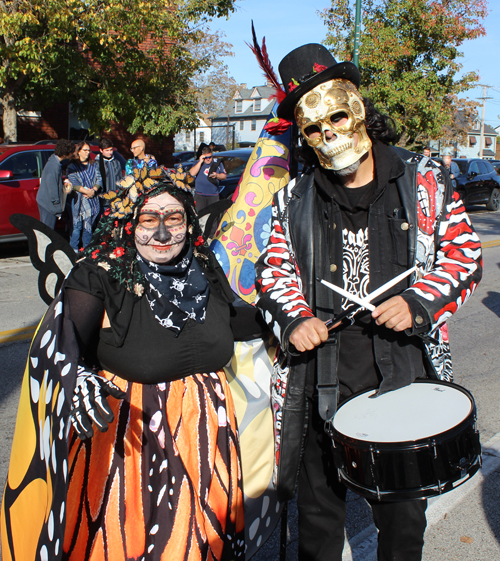 People in costumes at 2024 Cleveland Day of the Dead Parade