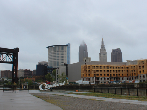 Cleveland sign looking downtown