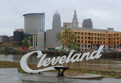 Cleveland sign looking downtown