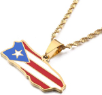 Stainless Steel Puerto Rico Map Pendant 