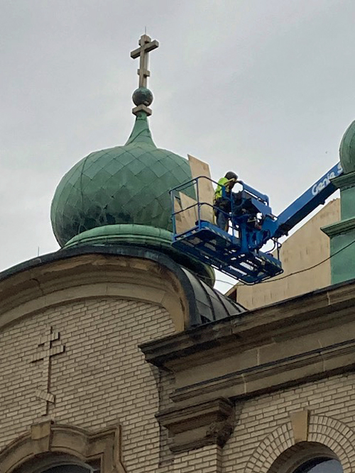 St Theodosius Church repair work - photo by Lee Batdorff