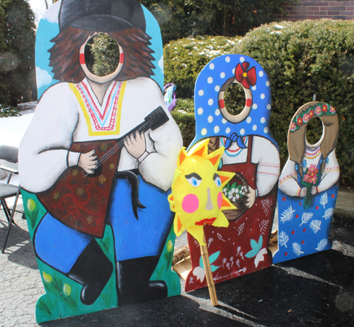 Matryoshka cutouts at Maslenitsa celebration outside