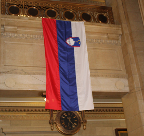 Flag of Slovenia in Cleveland City Hall Rotunda