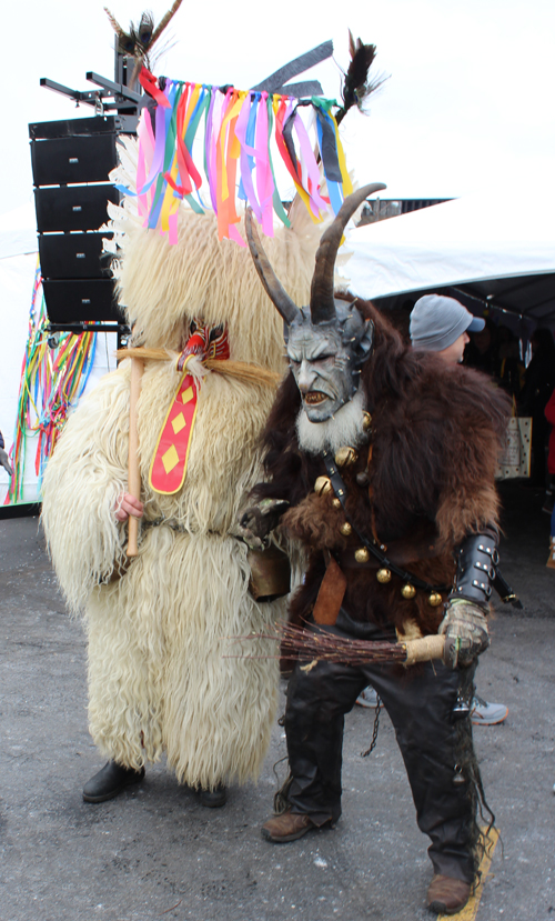 Posing with Kurents and Krampus at Cleveland Kurentovanje