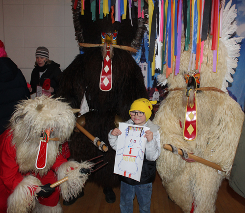 Posing with Kurents and Krampus at Cleveland Kurentovanje