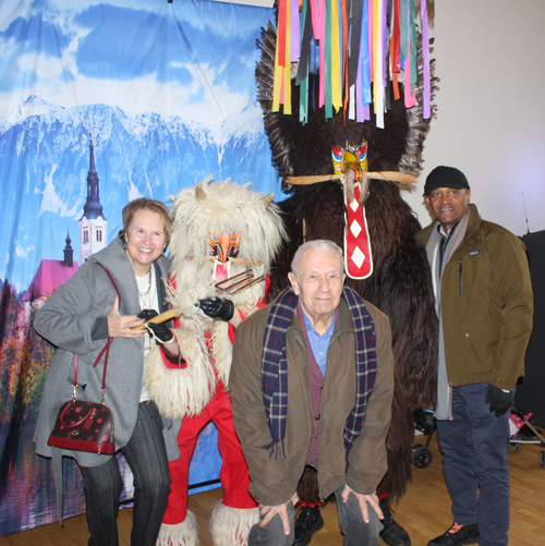 Posing with Kurents and Krampus at Cleveland Kurentovanje