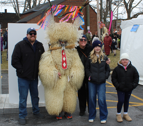 Posing with Kurents and Krampus at Cleveland Kurentovanje