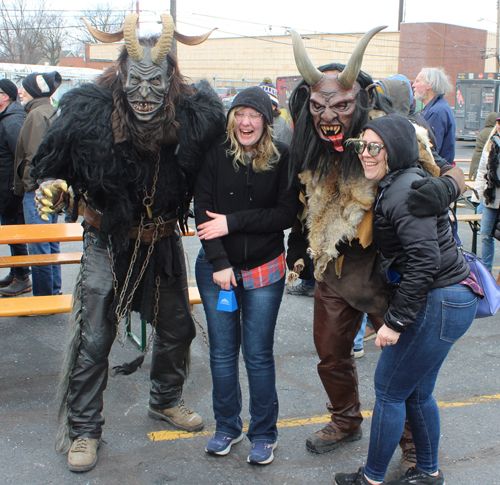 Posing with Kurents and Krampus at Cleveland Kurentovanje