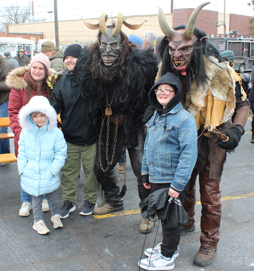 Posing with Kurents and Krampus at Cleveland Kurentovanje