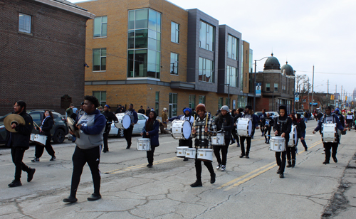 2025 Kurentovanje Parade in Cleveland - St Matrin de Porres HS drummers and Step Team