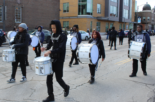 2025 Kurentovanje Parade in Cleveland - St Matrin de Porres HS drummers and Step Team