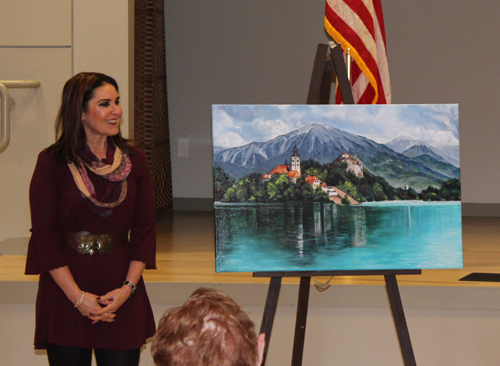 Christie Mihelich with her new painting