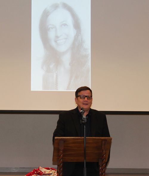 Dr. Luka Zibelnik and photo of Rose Mary Prosen