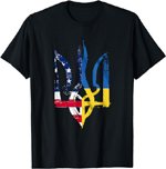 American Flag Ukrainian Trident T-Shirt