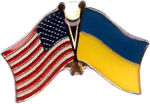 Ukraine & US Crossed Double Flag Lapel Pins